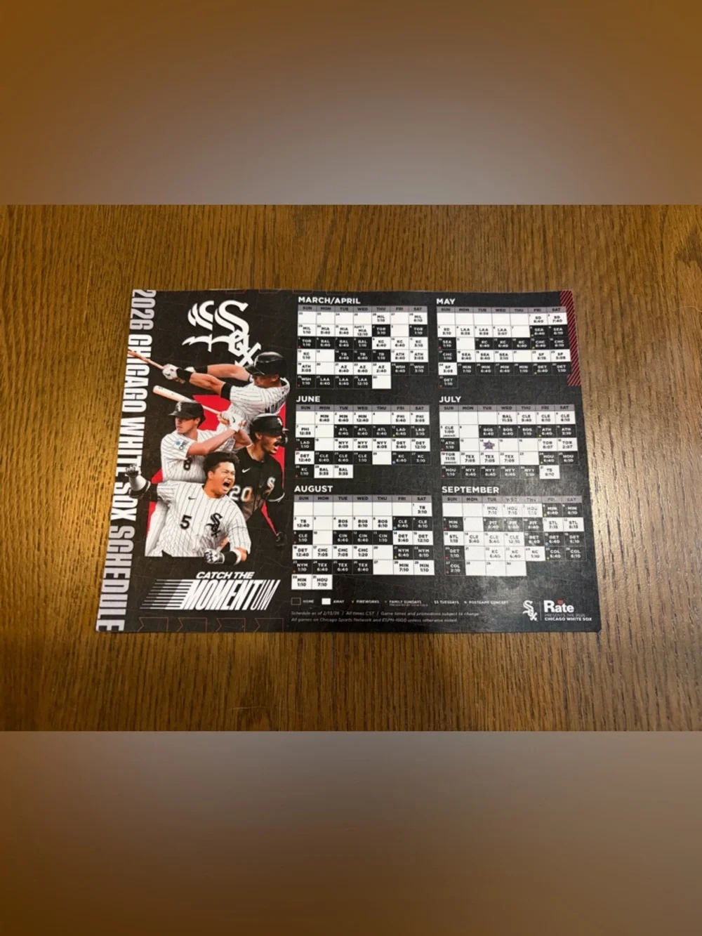 Chicago White Sox 2026 Magnetic Season Schedule Wall Poster - Black/White